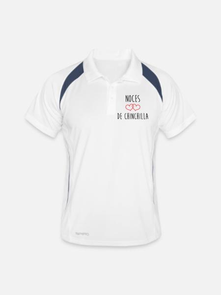 Anniversaire Mariage Noces de Chinchilla 67 Ans - Polo respirant Homme - blanc/marine - Devant