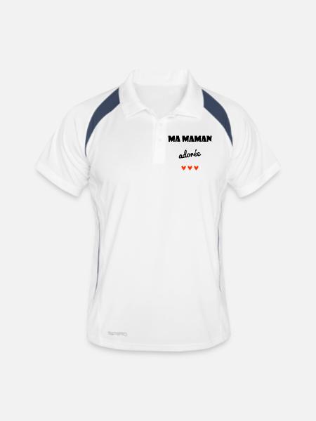 MAMAN. FÊTE DES MÈRES. COEUR. FÊTE. BONNE FÊTE - Polo respirant Homme - blanc/marine - Devant