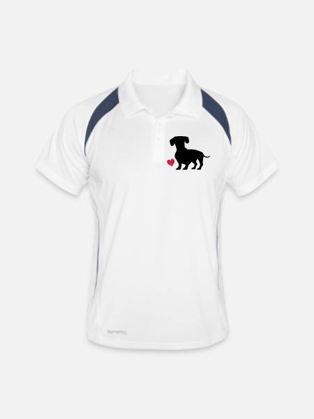 Dackel - Polo respirant Homme - blanc/marine - Devant