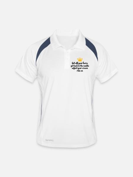 chevaucher - Polo respirant Homme - blanc/marine - Devant