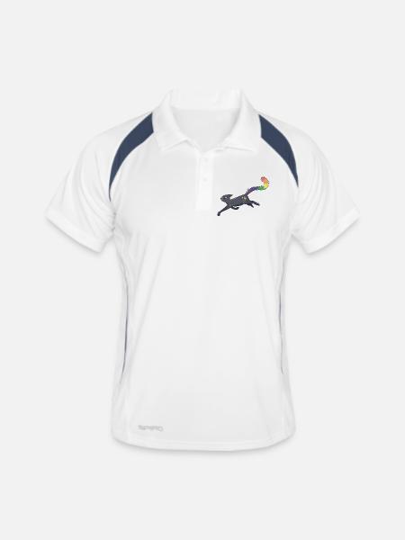Chat aux étoiles et drapeau de la fierté - Polo respirant Homme - blanc/marine - Devant