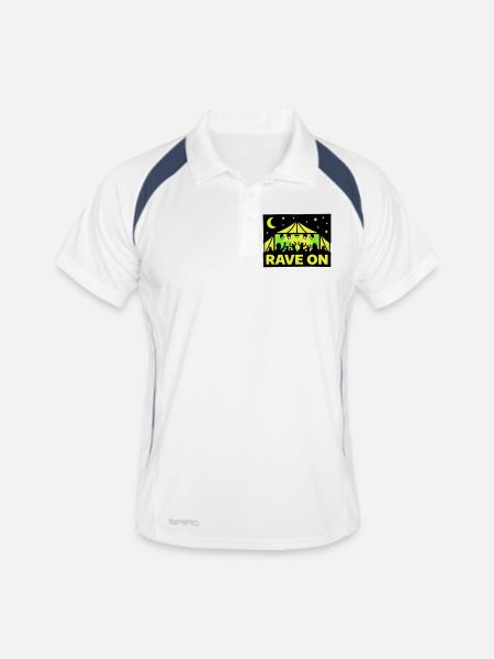 Rave On Festival Tent Techno Party Crew - Men's Polo breathable - white/navy - Front