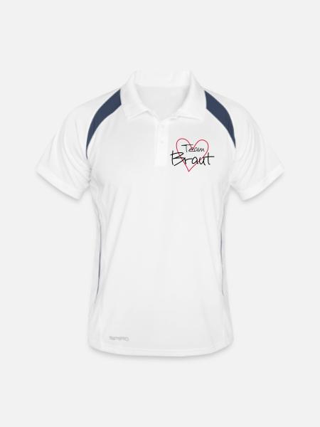 Team Braut Herz Party - Männer Polo atmungsaktiv - Weiß/Navy - Vorne