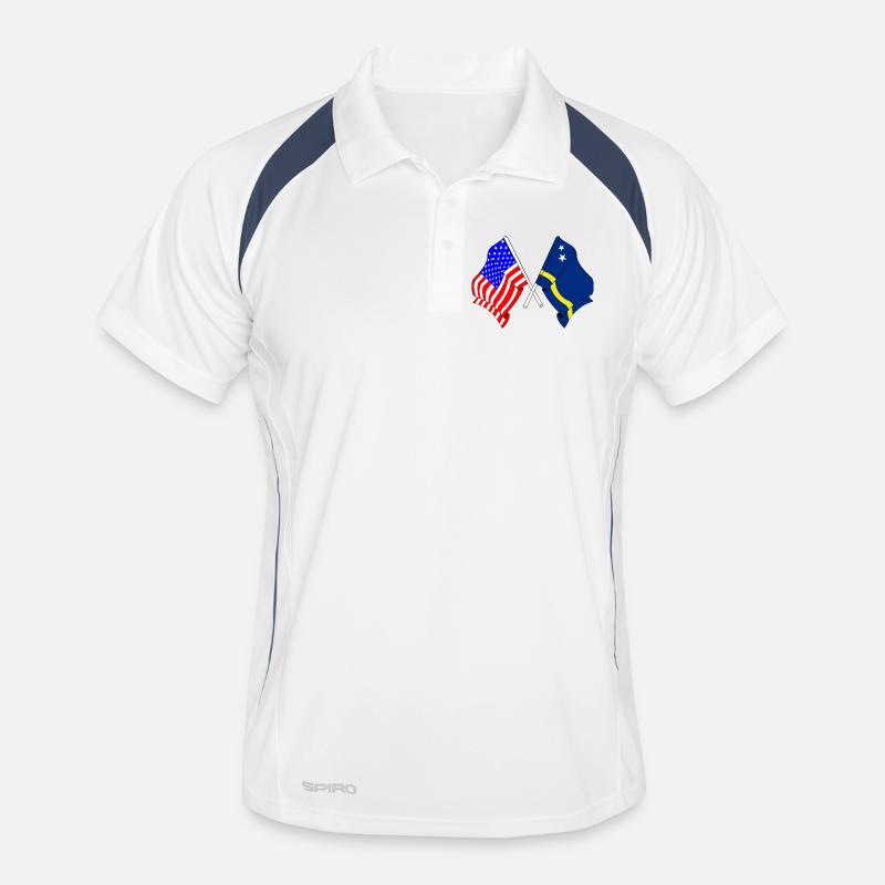 Drapeau des États-Unis et drapeau de Curaçao Polo respirant Homme