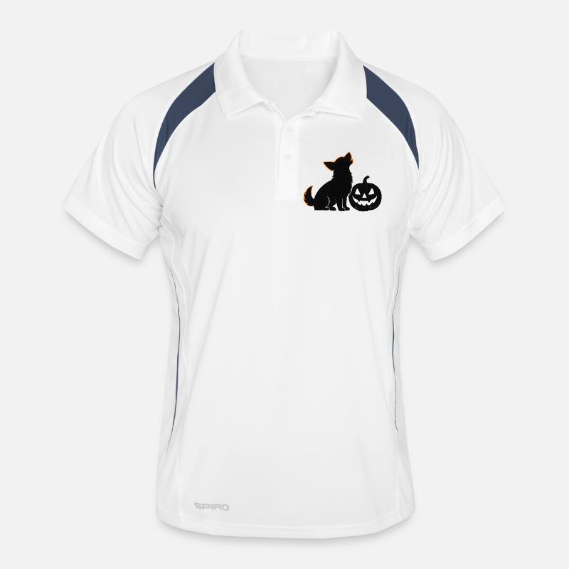 Chien silhouette et citrouille Halloween Polo respirant Homme