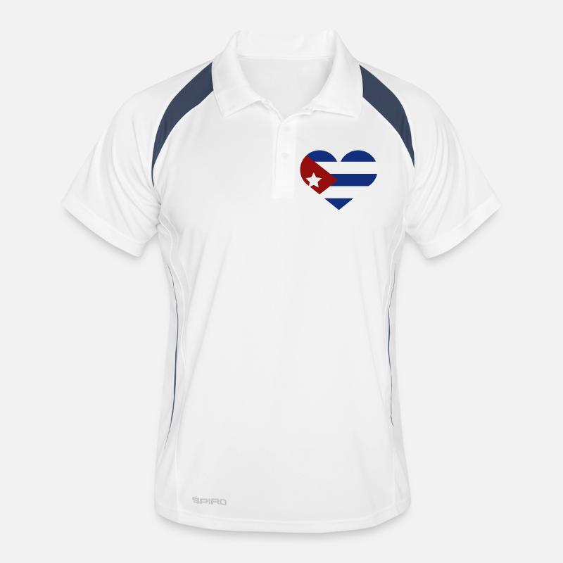 Drapeau cubain en forme de cœur Polo respirant Homme