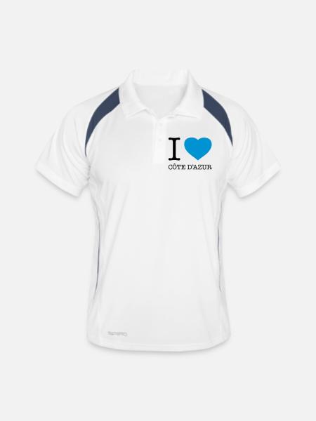 I LOVE COTE D’AZUR France Frankreich - Polo respirant Homme - blanc/marine - Devant