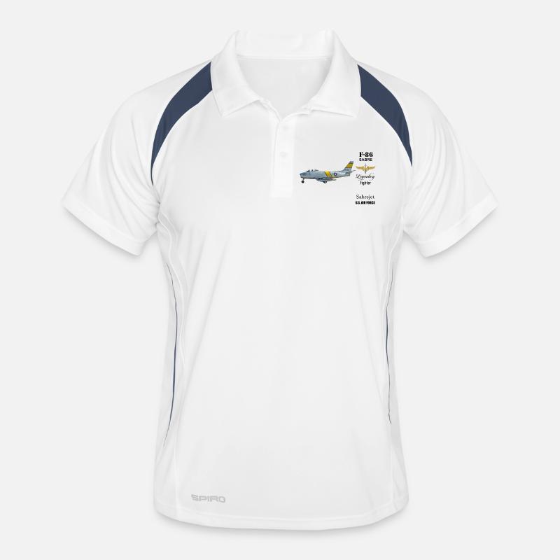 F-86 Sabre - Männer Polo atmungsaktiv - Weiß/Navy