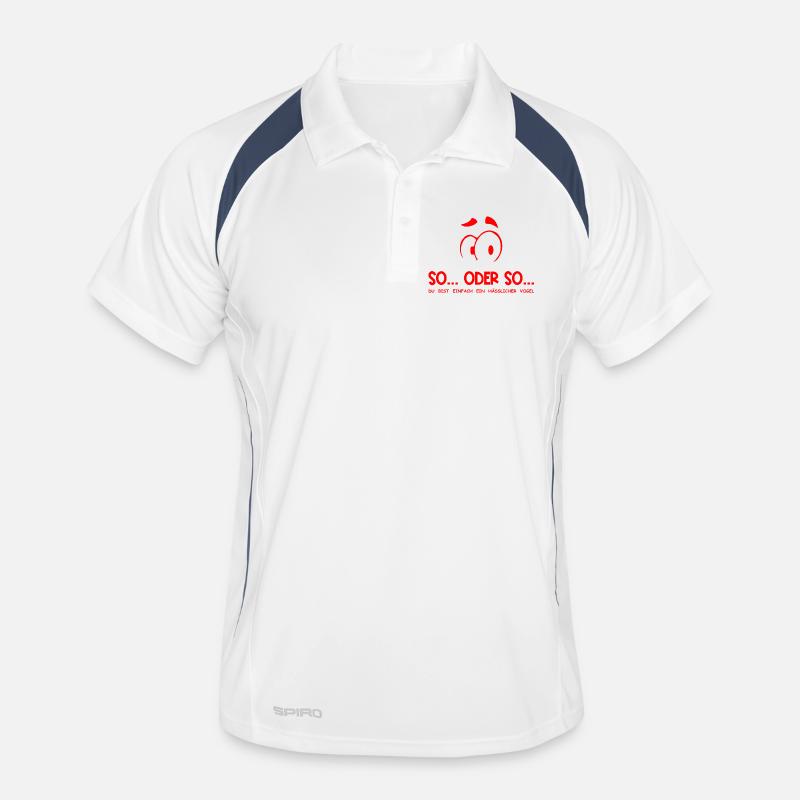 So...Oder So: Hässlicher Vogel - Rot - Männer Polo atmungsaktiv - Weiß/Navy