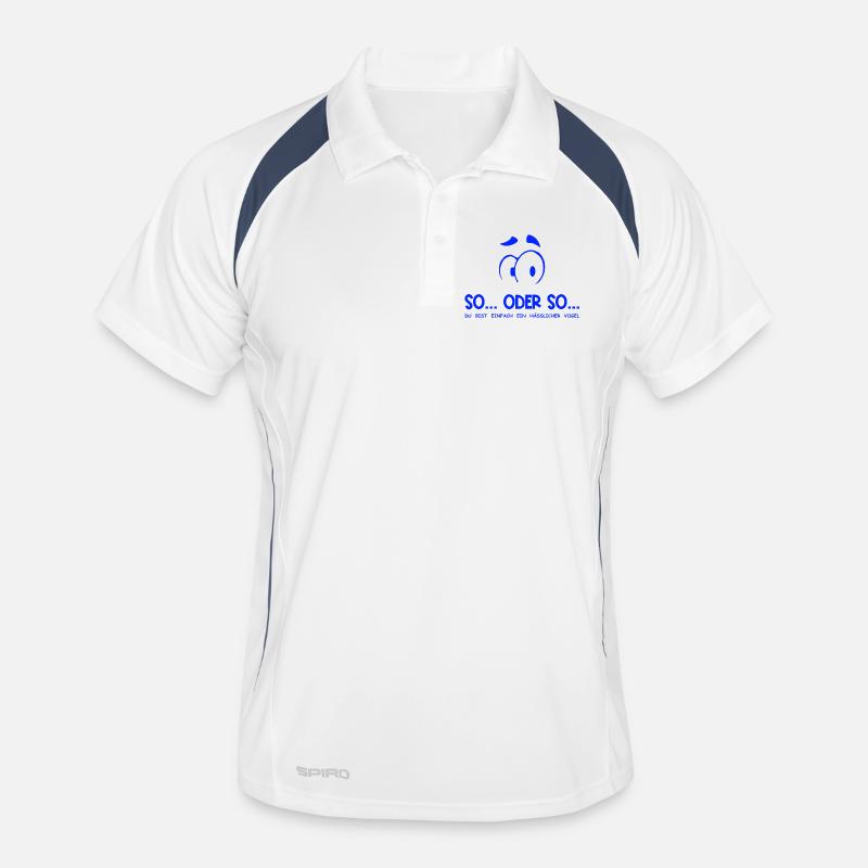 So...Oder So: Hässlicher Vogel - Blau - Männer Polo atmungsaktiv - Weiß/Navy