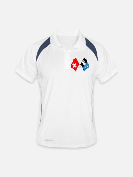 Drapeau de la Suisse et drapeau de l’Argovie - Polo respirant Homme - blanc/marine - Devant