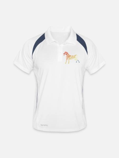 Croquis vintage de chien - Polo respirant Homme - blanc/marine - Devant