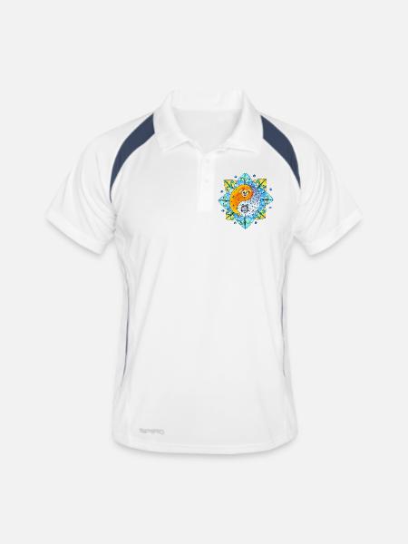 Katze Hund niedlich Yin Yang Symbol Mandala - Männer Polo atmungsaktiv - Weiß/Navy - Vorne