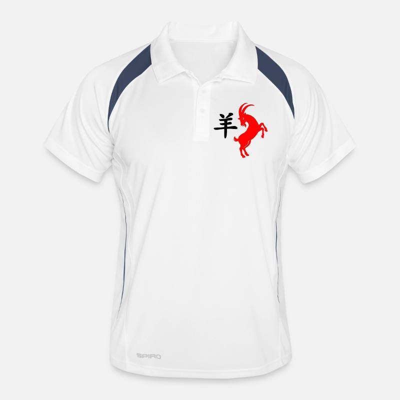 Chinese script with red Goat Men's Polo breathable