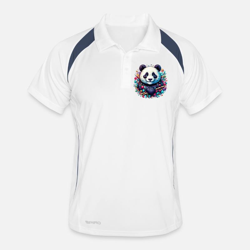 Panda - Männer Polo atmungsaktiv - Weiß/Navy