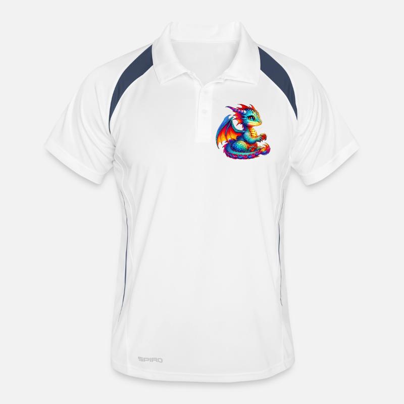 Drache - Männer Polo atmungsaktiv - Weiß/Navy