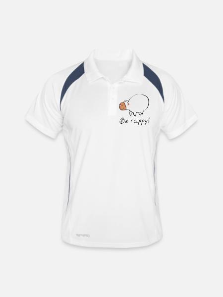 Don't worry - be cappy - Männer Polo atmungsaktiv - Weiß/Navy - Vorne