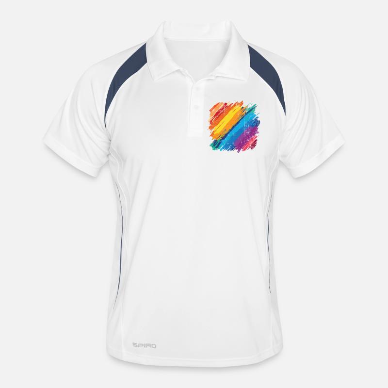 Vibrant Rainbow Brush Stroke Artwork Men's Polo breathable