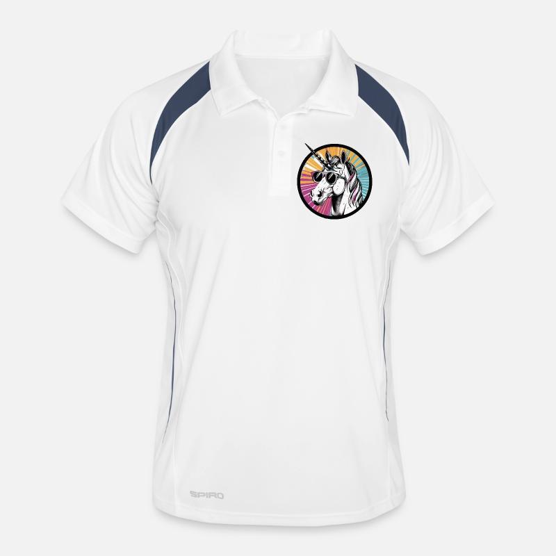 Unicorn with sunglasses Men's Polo breathable