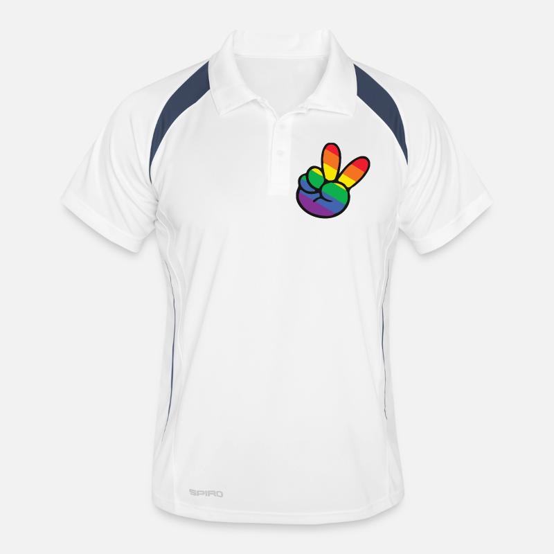 Regenbogen Peace Zeichen Hand Männer Polo atmungsaktiv