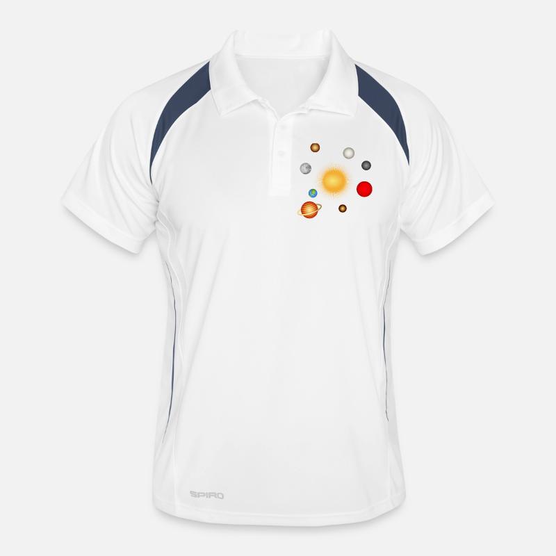 Luminous planetary system with sun and planets Men's Polo breathable