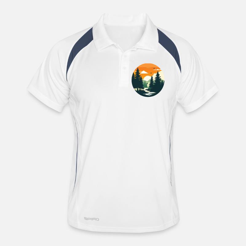 Coucher de soleil dans le paysage forestier panorama Polo respirant Homme