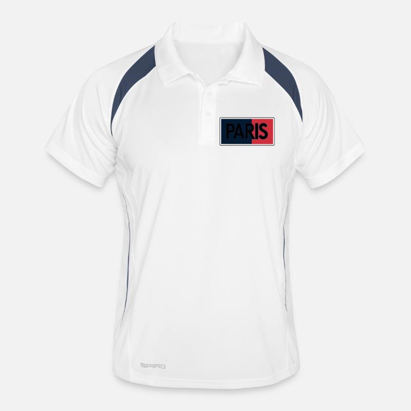 Pariser Flagge Split-Typografie - Männer Polo atmungsaktiv - Weiß/Navy