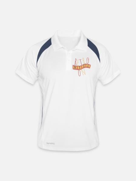 Retro Mood On – Vintage Style - Männer Polo atmungsaktiv - Weiß/Navy - Vorne