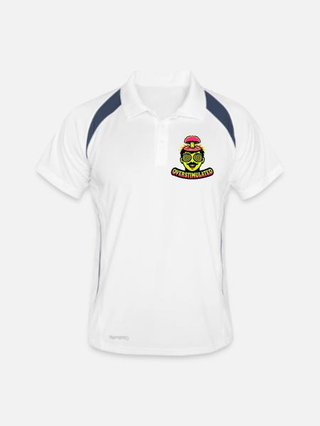 Overstimulated Neon Kopf - Männer Polo atmungsaktiv - Weiß/Navy - Vorne