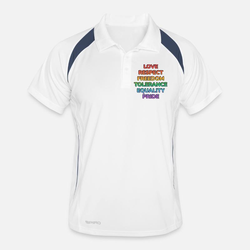 Pride Values Rainbow Text - Men's Polo breathable - white/navy