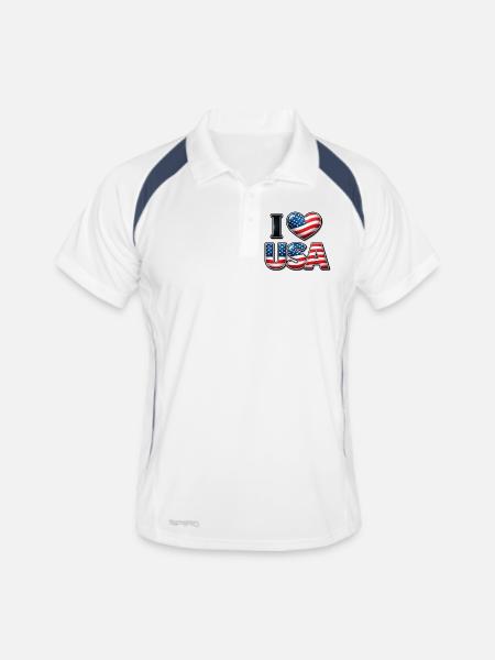 I Love USA – Patriotic Message Emblem Flag - Men's Polo breathable - white/navy - Front