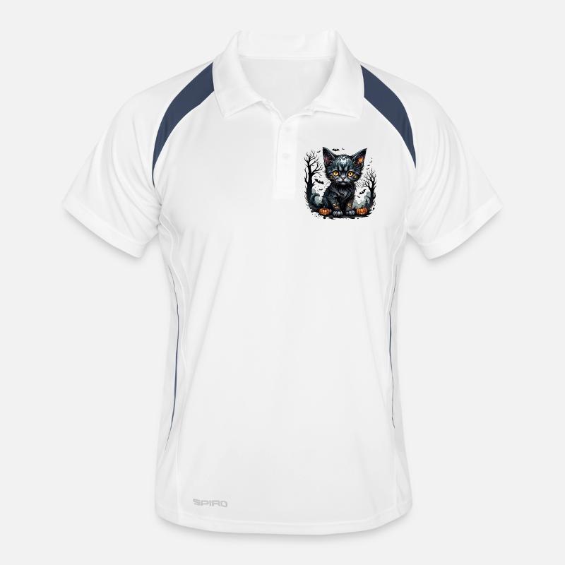 Halloween night with kittens and pumpkins. Men's Polo breathable