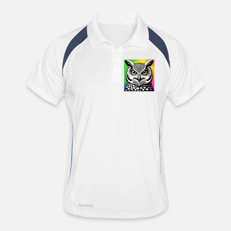Eule - Männer Polo atmungsaktiv - Weiß/Navy