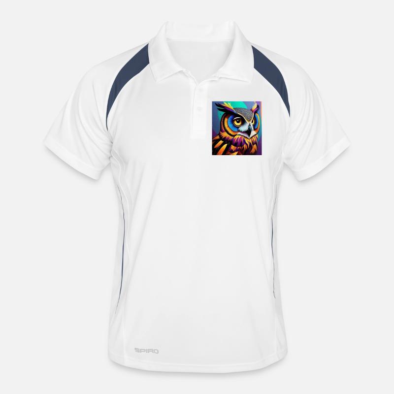 Eule - Männer Polo atmungsaktiv - Weiß/Navy