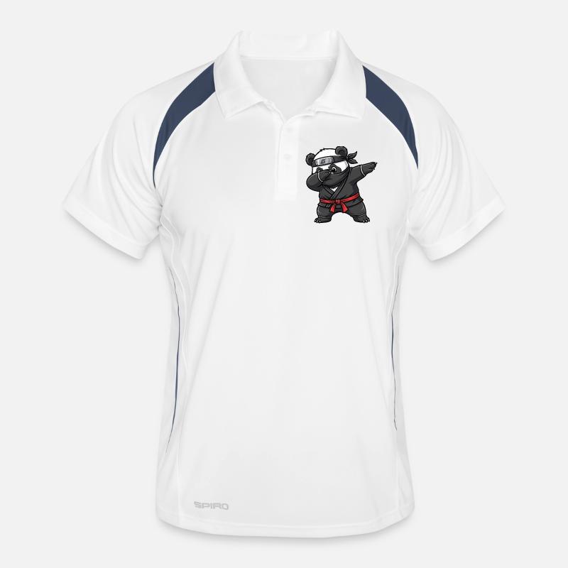 Ninja Panda Samurai Japan Tradition  - Männer Polo atmungsaktiv - Weiß/Navy