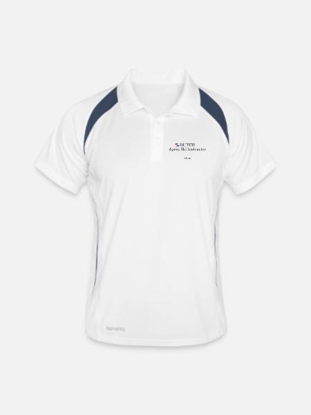 Dutch Apres Ski Instructor - Männer Polo atmungsaktiv - Weiß/Navy - Vorne