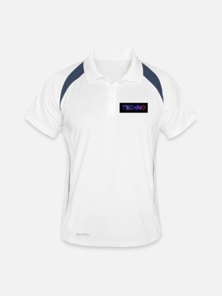 Techno Neon Glitch Text - Men's Polo breathable - white/navy - Front