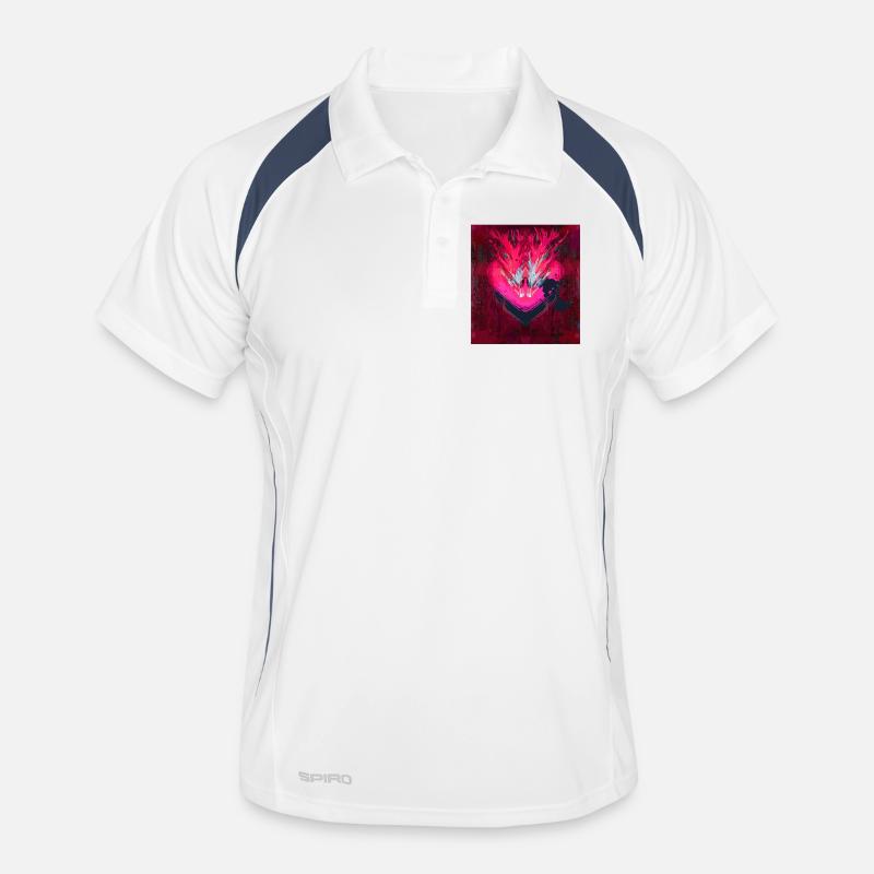 Neon Heart in Dark Red Men's Polo breathable