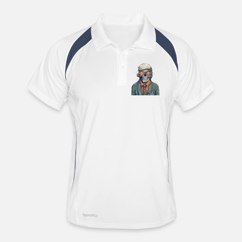 Cool skeleton portrait with sunglasses, cap Men's Polo breathable