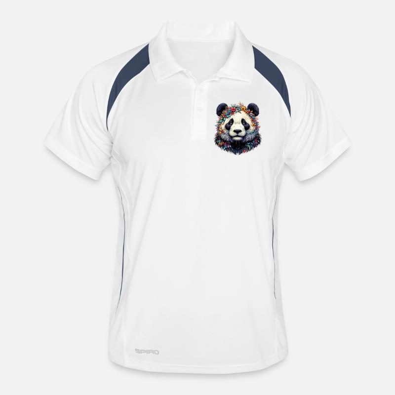 Panda - Männer Polo atmungsaktiv - Weiß/Navy