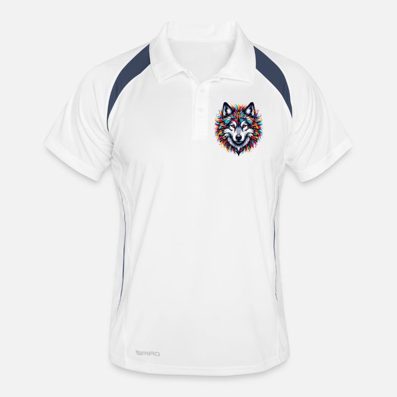 Wolf - Männer Polo atmungsaktiv - Weiß/Navy