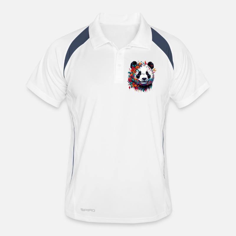 Panda - Männer Polo atmungsaktiv - Weiß/Navy