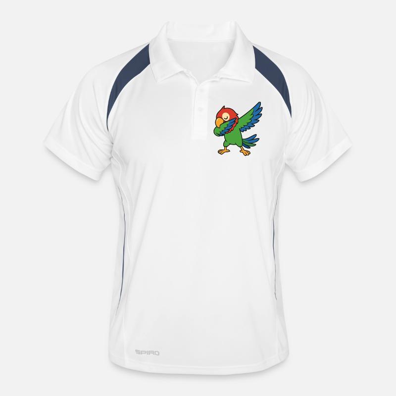 Papagei Dabbing Comic - Männer Polo atmungsaktiv - Weiß/Navy