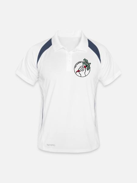 Vegan - Männer Polo atmungsaktiv - Weiß/Navy - Vorne