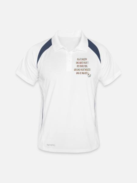 115691064 148764531 Spruch Geht doch Anker - Männer Polo atmungsaktiv - Weiß/Navy - Vorne
