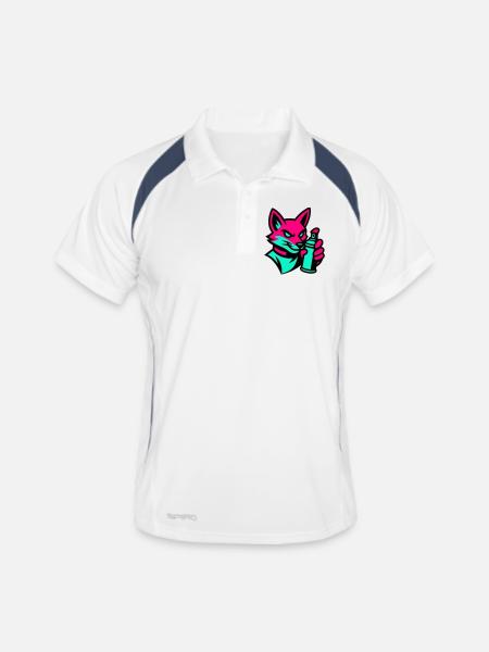 Graffiti Fuchs - Männer Polo atmungsaktiv - Weiß/Navy - Vorne