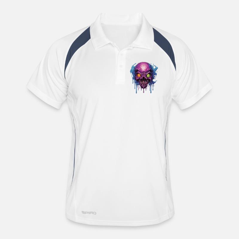 Psychedelic Skull in Purple and Blue Men's Polo breathable