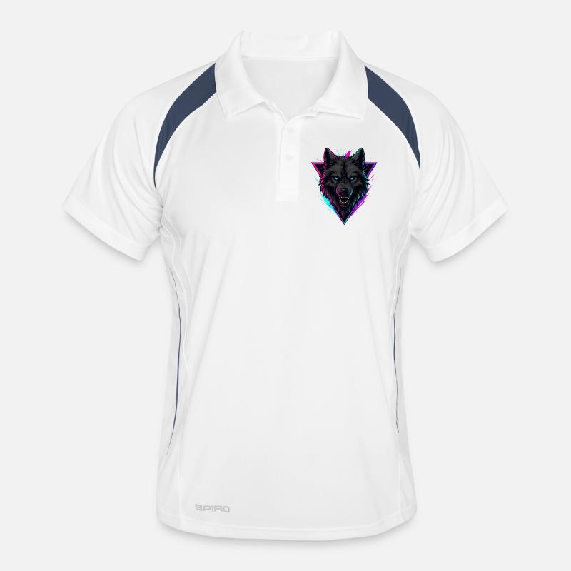 Neon Wolf in Violet Pink Triangle Men's Polo breathable