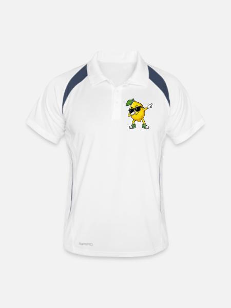 Dessin animé Dun Citron dans la pose Dab - Polo respirant Homme - blanc/marine - Devant