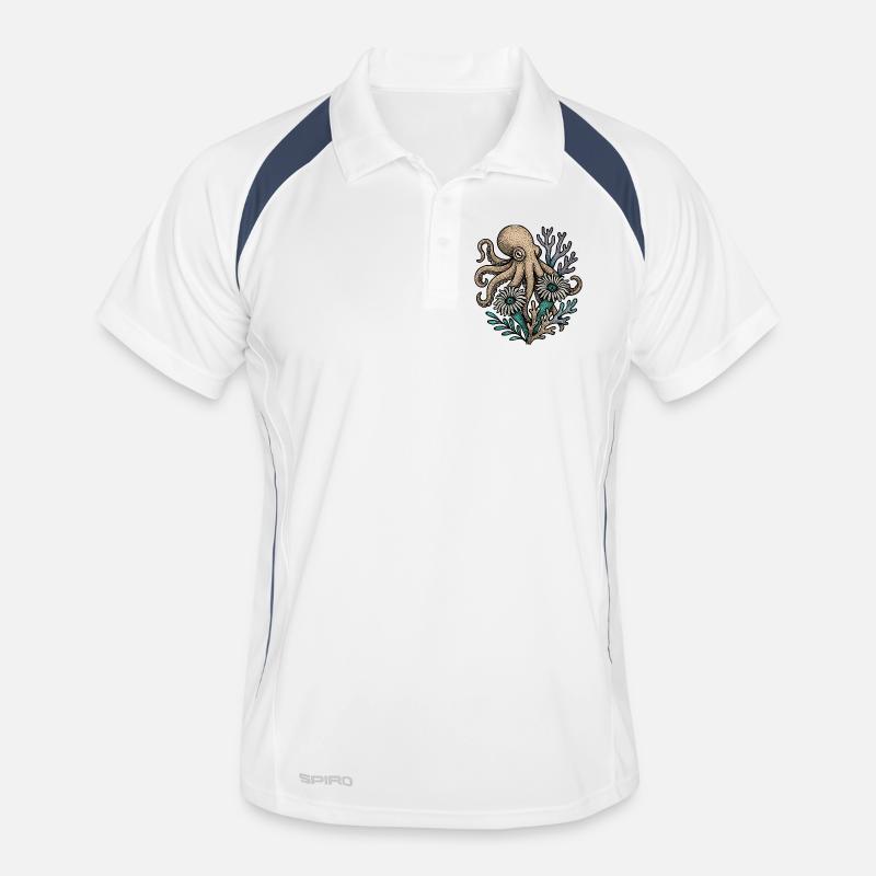 Pieuvre sous-marine avec des fleurs Polo respirant Homme